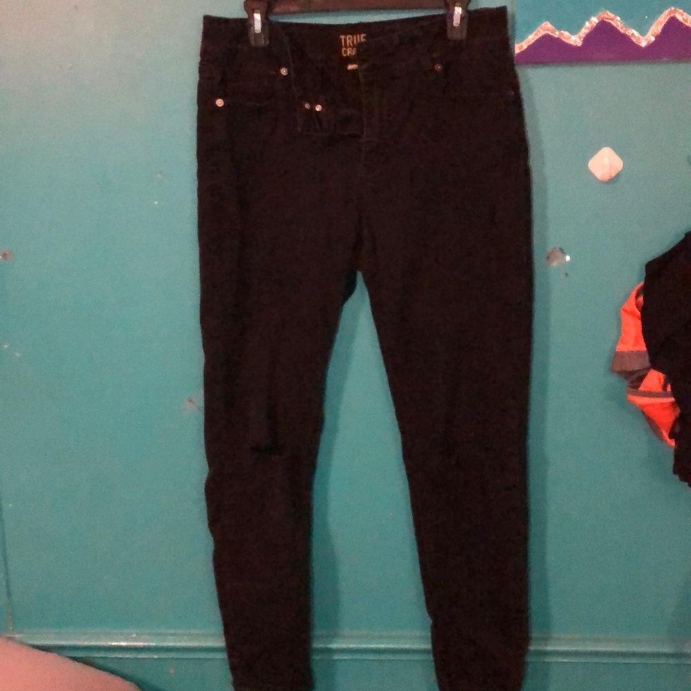 True Craft Distressed Black Jeans